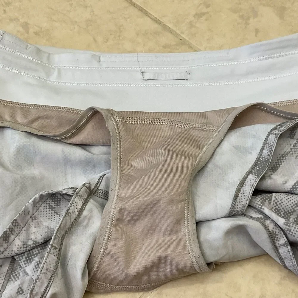 lululemon athletica White and Light Gray Printed Speed Up Athletic Shorts